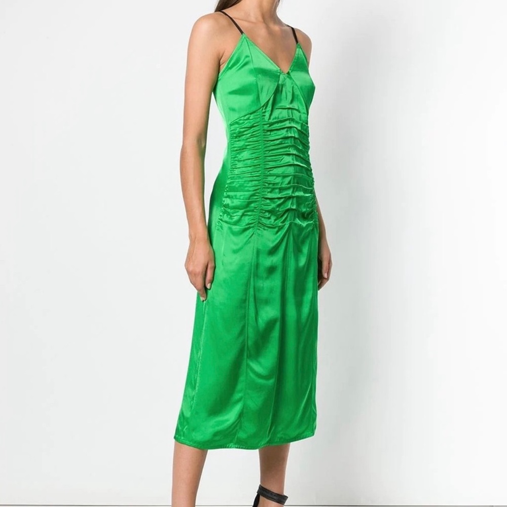 Helmut Lang green silk dress. Gorgeous.  Size 0 Brand New with tags never worn.